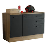 Bajo Mesada Multiuso 120cm 2 Puertas 3 Cajones Marrón/Negro Agata Madesa