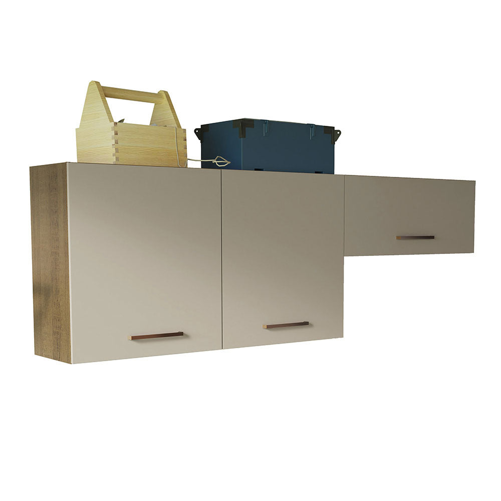 Kit con 2 Gabinetes superiores 3 Puertas Marrón/Crema Agata