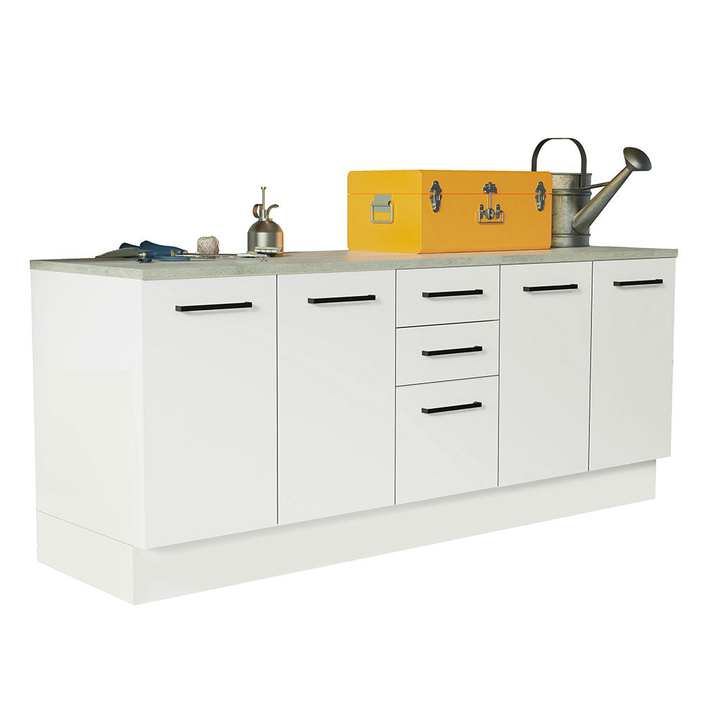 Kit con 2 Gabinetes Bajos 4 Puertas 3 Cajones Blanco Agata