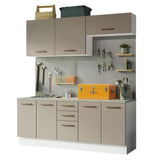 Kit con 2 Gabinetes Bajos y 2 Gabinetes superiores 200cm Blanco/Crema Agata