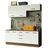 Kit con 2 Gabinetes Bajos y 2 Gabinetes superiores 200cm Marrón/Blanco Agata