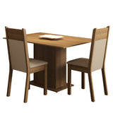 Juego de Comedor Madesa Gabi Mesa Tapa de Madera con 2 Sillas Marrón/Crema/Sintético Beige