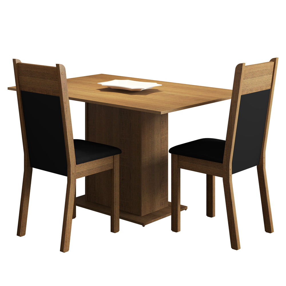 Juego de Comedor Madesa Gabi Mesa Tapa de Madera con 2 Sillas Marrón/Negro/Sintético Negro