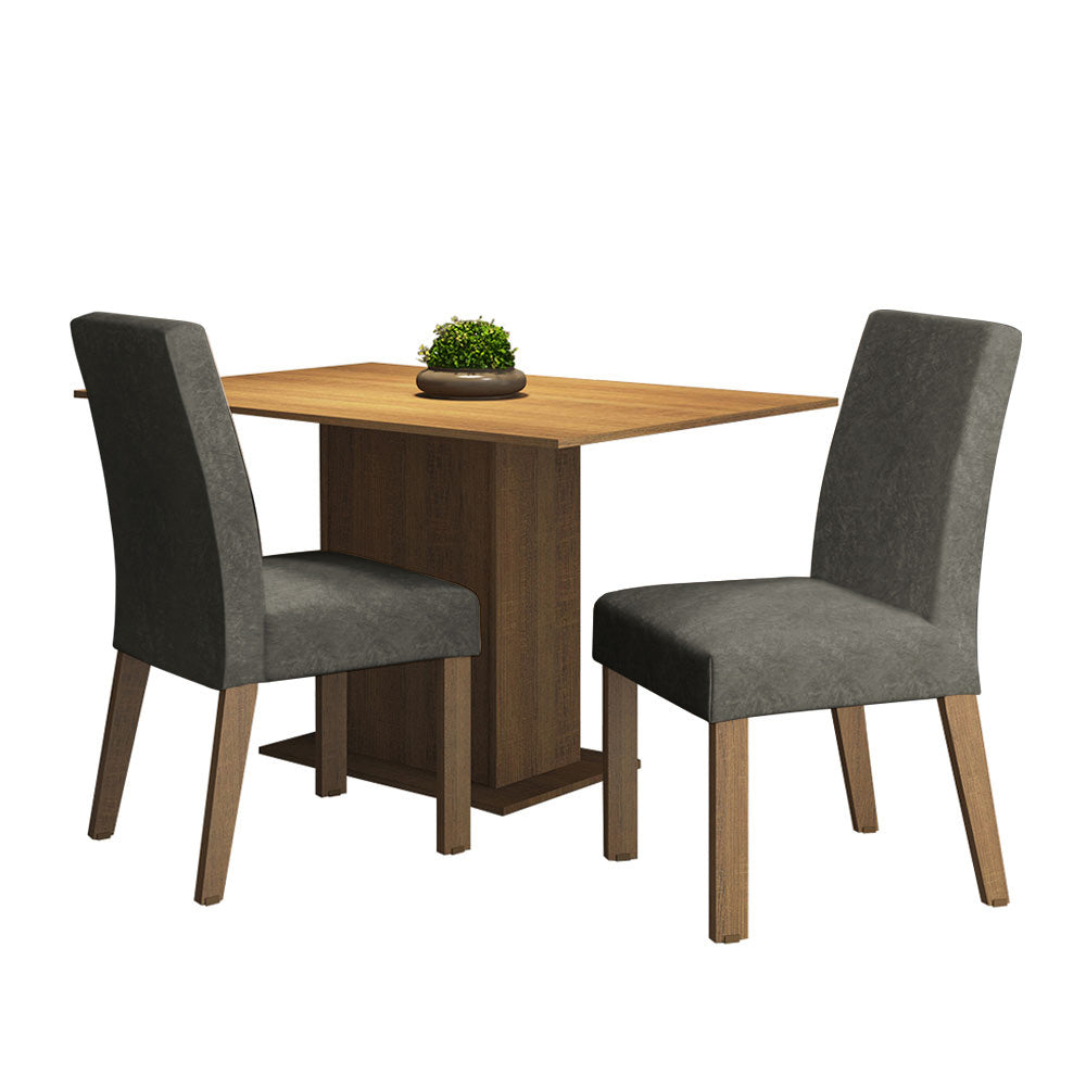 Juego de Comedor Manu con 2 Sillas Marron/Gris