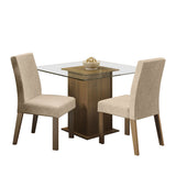 Juego de Comedor Madesa Luli Mesa Tapa de Vidrio con 2 Sillas Marrón/Imperial
