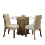 Juego de Comedor Mesa Tapa de Vidrio 2 Sillas Marrón/Imperial Ceci Madesa