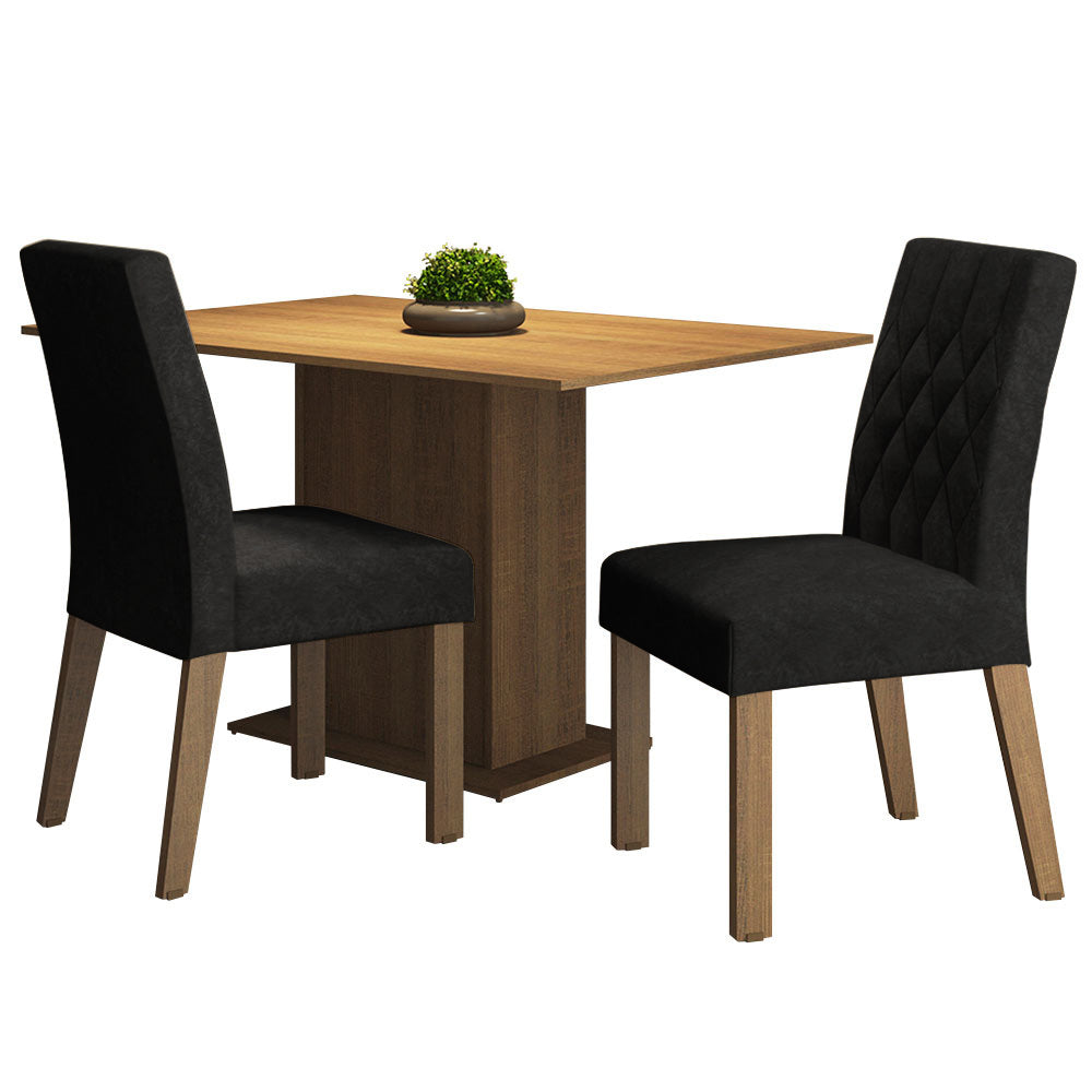Juego de Comedor 2 Sillas Marrón/Oxford Tainá Madesa