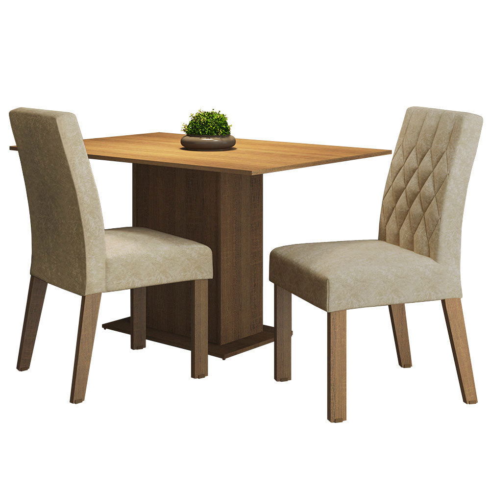Juego de Comedor 2 Sillas Marrón/Imperial Tainá Madesa