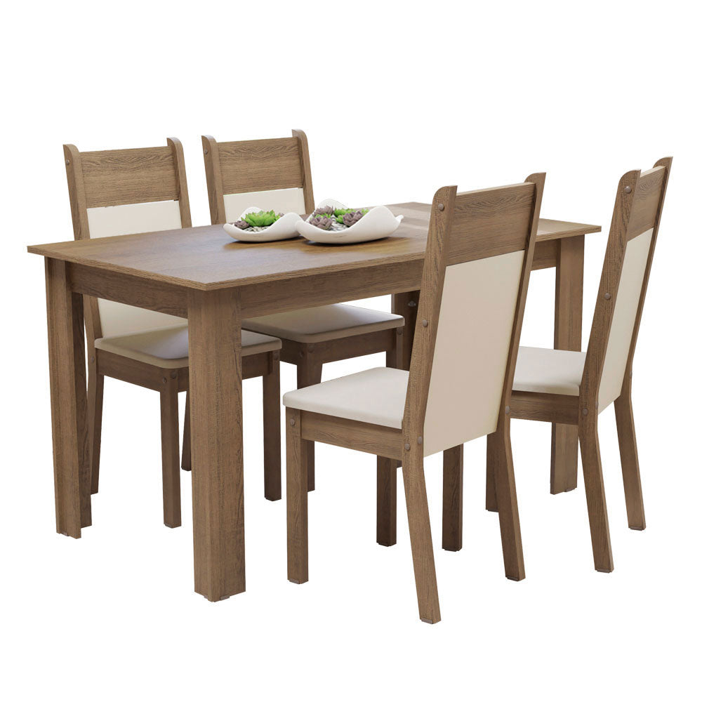 Juego de Comedor 4 Sillas Marrón/Crema/Beige Cali Madesa