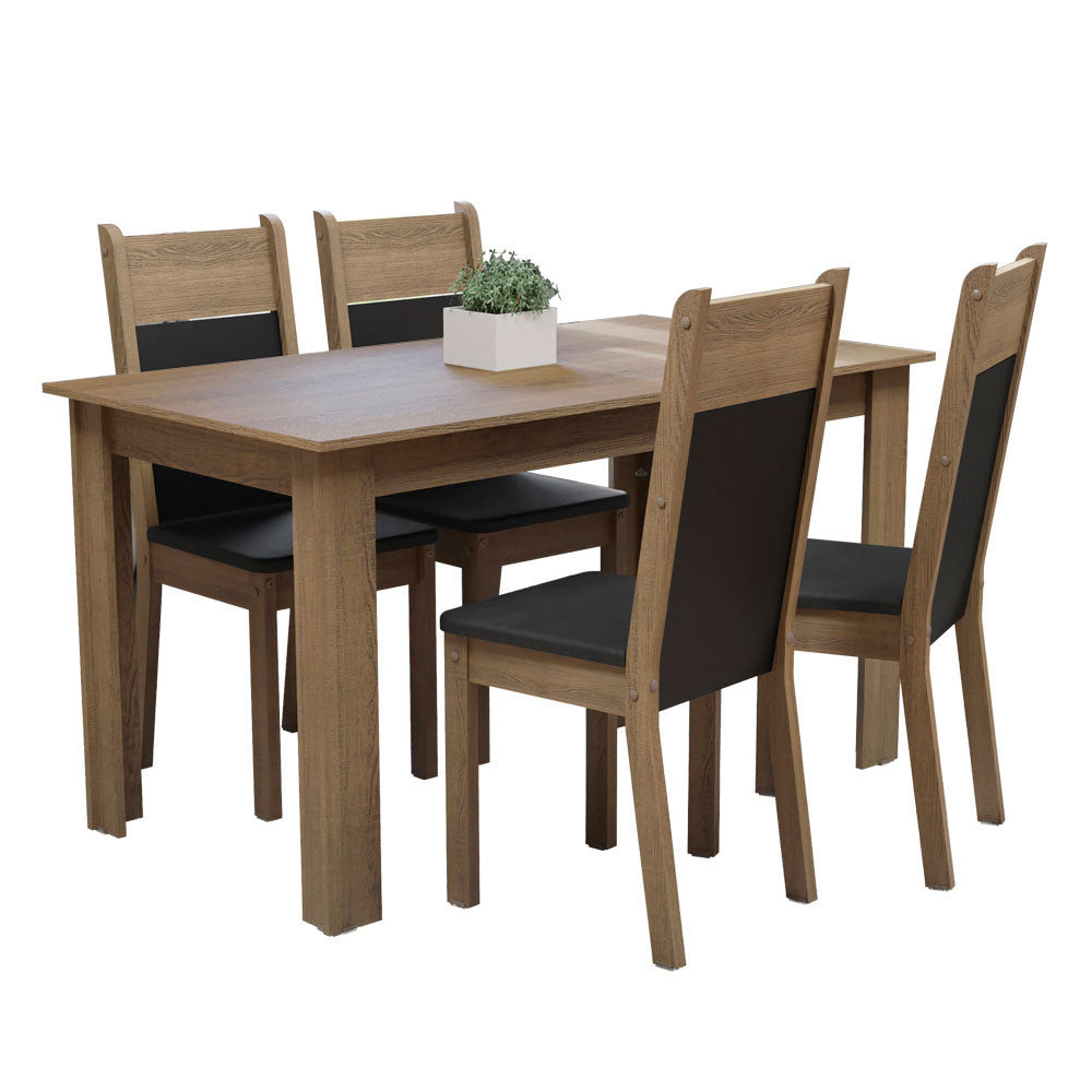 Juego de Comedor 4 Sillas Marrón/Negro Cali Madesa