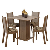 Juego de Comedor Mesa Tapa de Madera 4 Sillas Marrón/Crema/Beige Marrón Alana Madesa