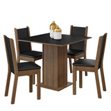Juego de Comedor Madesa Alana Mesa Tapa de Madera con 4 Sillas Marrón/Negro