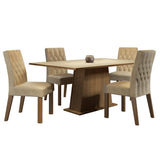 Juego de Comedor Madesa Ingrid Mesa Tapa de Madera con 4 Sillas Marrón/Blanco/Imperial