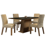 Juego de Comedor Madesa Ingrid Mesa Tapa de Madera con 4 Sillas Marrón/Negro/Imperial