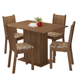 Juego de Comedor Madesa Luana Mesa Tapa de Madera con 4 Sillas Marrón/Beige Marrón