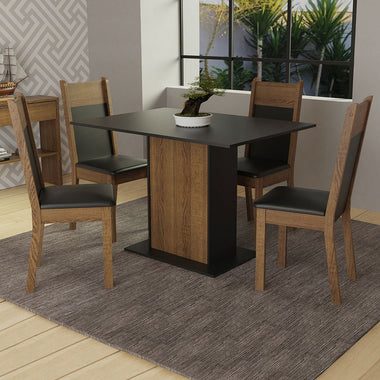 Juego de Comedor 4 Sillas Marrón/Negro Sheila Madesa