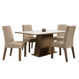 Juego de Comedor Madesa Flavia Mesa Tapa de Madera con 4 Sillas Marrón/Blanco/Imperial