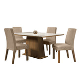 Juego de Comedor Madesa Sabrina Mesa Tapa de Vidrio con 4 Sillas Marrón/Blanco/Imperial