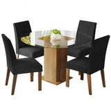 Juego de Comedor con Tapa de Vidrio 4 Sillas Marrón/Oxford Mile
