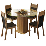 Juego de Comedor Madesa Ana Mesa Tapa de Vidrio Redondo 4 Sillas Marrón/Negro