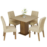 Juego de Comedor Madesa Rejane Mesa Tapa de Madera 4 Sillas Marrón/Crema/Imperial