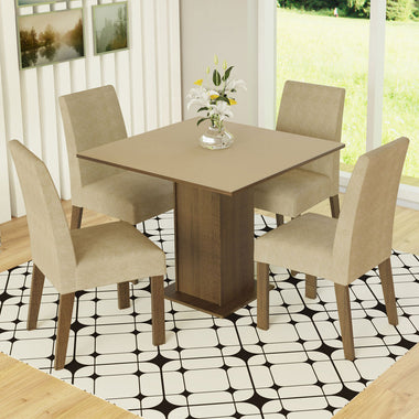 Juego de Comedor 4 Sillas Marrón/Crema/Imperial Deise Madesa