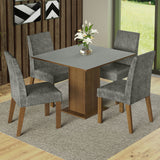 Juego de Comedor con Mesa de Tapa de Madera y 4 Sillas Marrón/Gris/Plata Karina Madesa