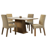 Juego de Comedor Mesa Tapa de Vidrio 4 Sillas Marrón/Blanco/Imperial Aryeli Madesa