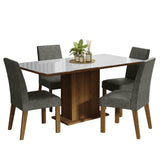 Juego de Comedor Mesa Tapa de Vidrio 4 Sillas Marrón/Blanco/Silver Avril Madesa