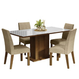 Juego de Comedor Mesa Tapa de Vidrio 4 Sillas Marrón/Blanco/Imperial Avril Madesa