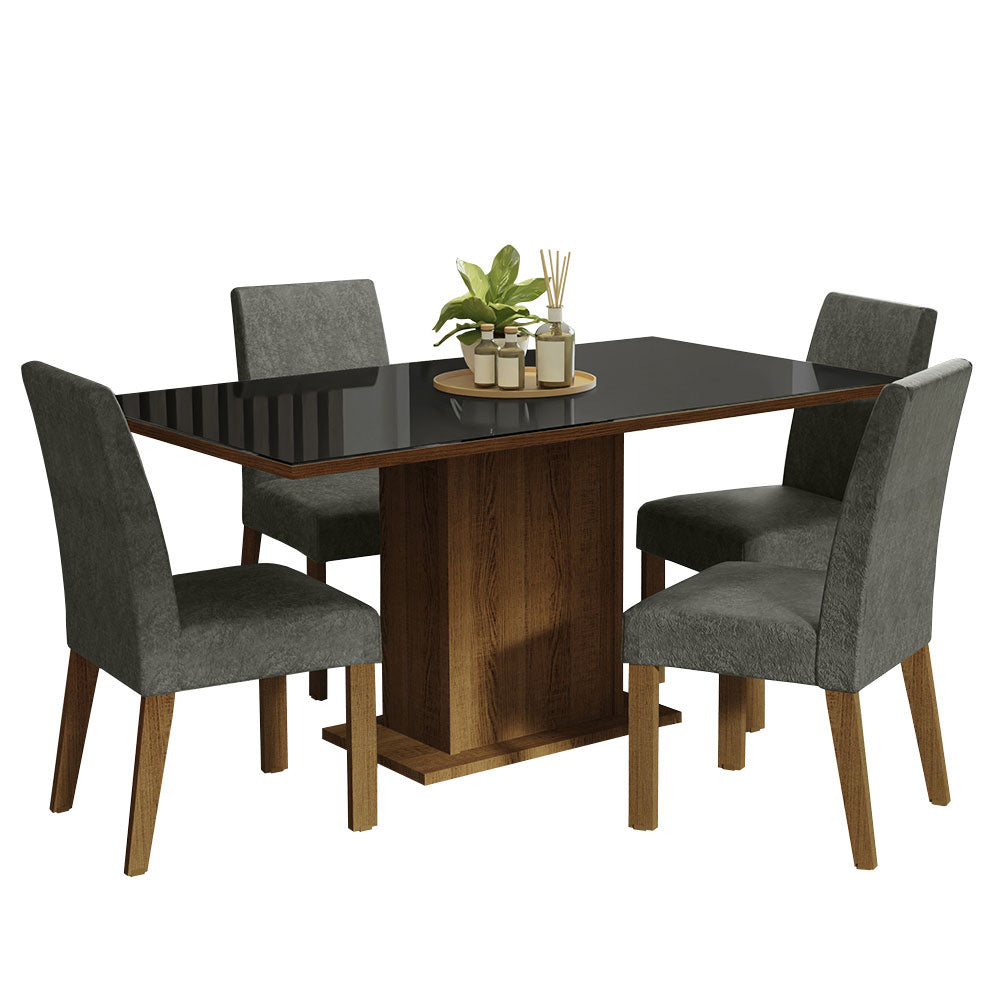 Juego de Comedor con Mesa de Tapa de Vidrio y 4 Sillas Avril Madesa