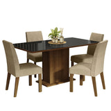 Juego de Comedor Mesa con Tapa de Vidrio 4 Sillas Marrón/Negro/Imperial Avril Madesa