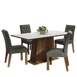 Juego de Comedor Mesa Tapa de Madera 4 Sillas Marrón/Blanco/Silver Ashley Madesa