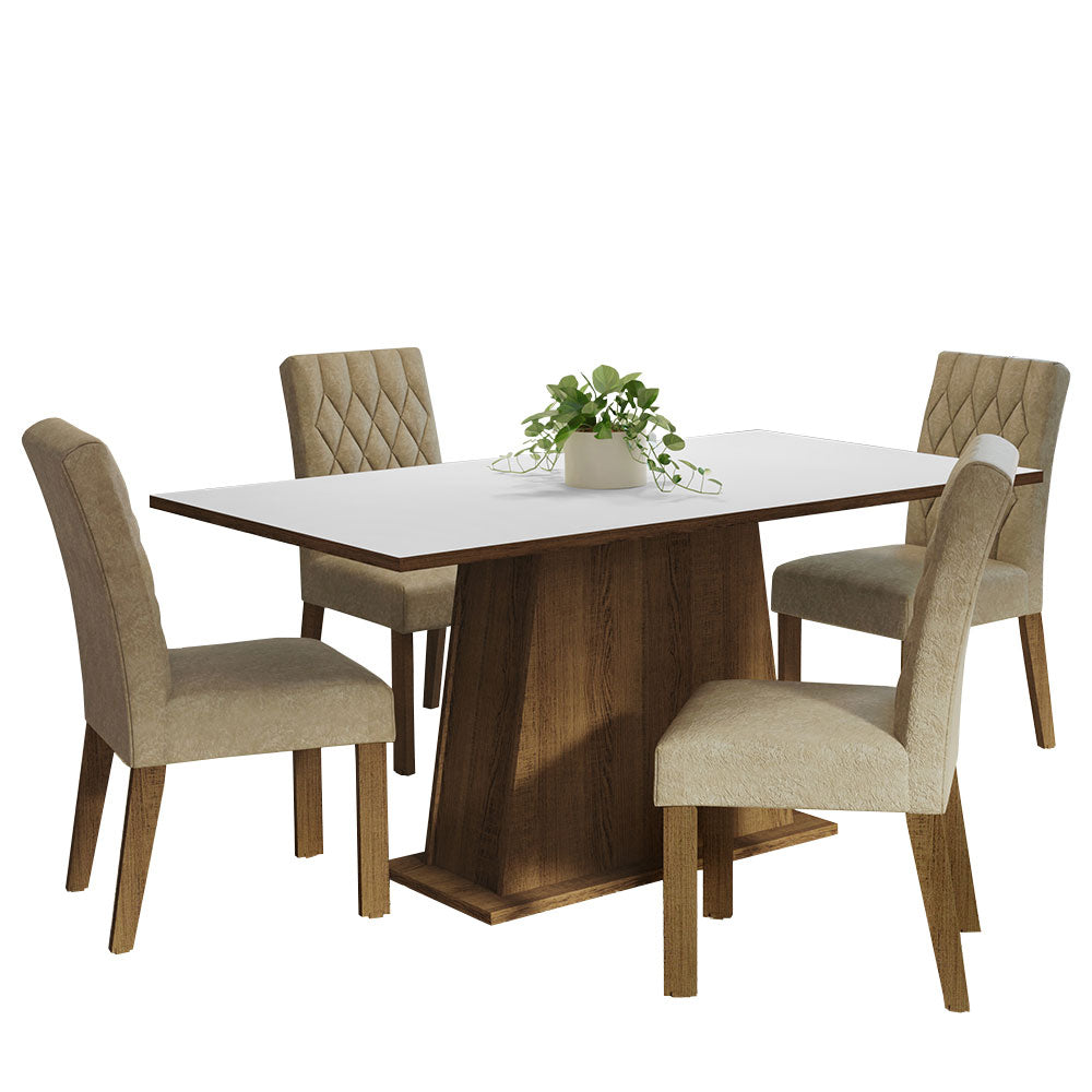 Juego de Comedor Mesa Tapa de Madera 4 Sillas Marrón/Blanco/Imperial Ashley Madesa