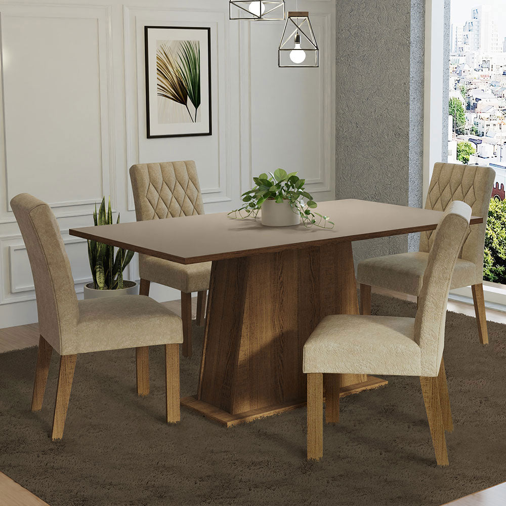 Juego de Comedor 4 Sillas Marrón/Crema/Imperial Ashley Madesa