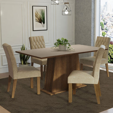 Juego de Comedor 4 Sillas Marrón/Crema/Imperial Ashley Madesa