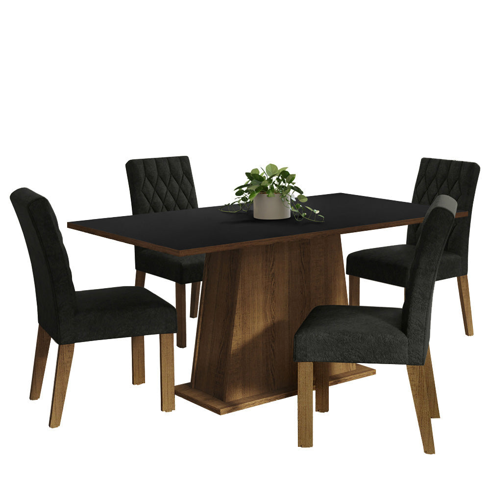 Juego de Comedor 4 Sillas Marrón/Negro/Oxford Ashley Madesa