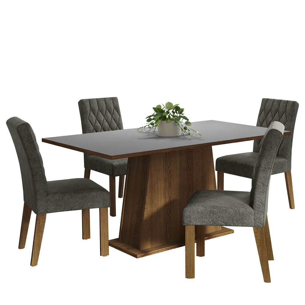 Juego de Comedor Mesa con Tapa de Madera 4 Sillas Marrón/Gris/Plata Ashley Madesa