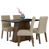Juego de Comedor Mesa Tapa de Madera 4 Sillas Marrón/Negro/Imperial Fiona Madesa