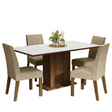 Juego de Comedor Mesa Tapa de Madera 4 Sillas Marrón/Blanco/Imperial Keila Madesa