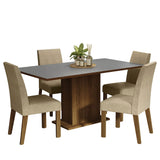Juego de Comedor Mesa con Tapa de Madera 4 Sillas Marrón/Gris/Imperial Keila Madesa
