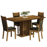 Juego de Comedor Mesa con Tapa de Madera 4 Sillas Marrón/Negro Elisa Madesa