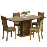 Juego de Comedor Mesa con Tapa de Madera 4 Sillas Crema/Marrón/Beige Elisa Madesa