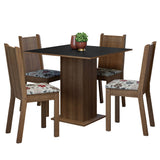 Juego de Comedor Mesa Tapa de Madera 4 Sillas Marrón/Negro/Floral Hibiscos Samara Madesa