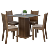 Juego de Comedor Mesa Tapa de Madera 4 Sillas Marrón/Gris/Sintético Beige Samara Madesa