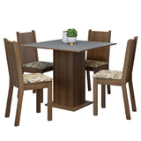 Juego de Comedor Mesa Tapa de Madera 4 Sillas Marrón/Gris/Lírio Beige Samara Madesa