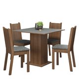 Juego de Comedor Mesada de Madera 4 Sillas Samara Marrón/Gris/Silver