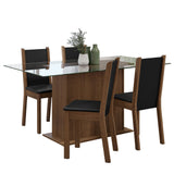 Juego de Comedor Mesa Tapa de Vidrio 4 Sillas Marrón/Negro Yara Madesa