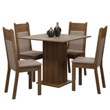 Juego de Comedor Mesa Tapa de Madera 4 Sillas Marrón/Crema/Sintético Beige Claire Madesa