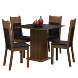 Juego de Comedor Mesa Tapa de Madera 4 Sillas Marrón/Negro Claire Madesa